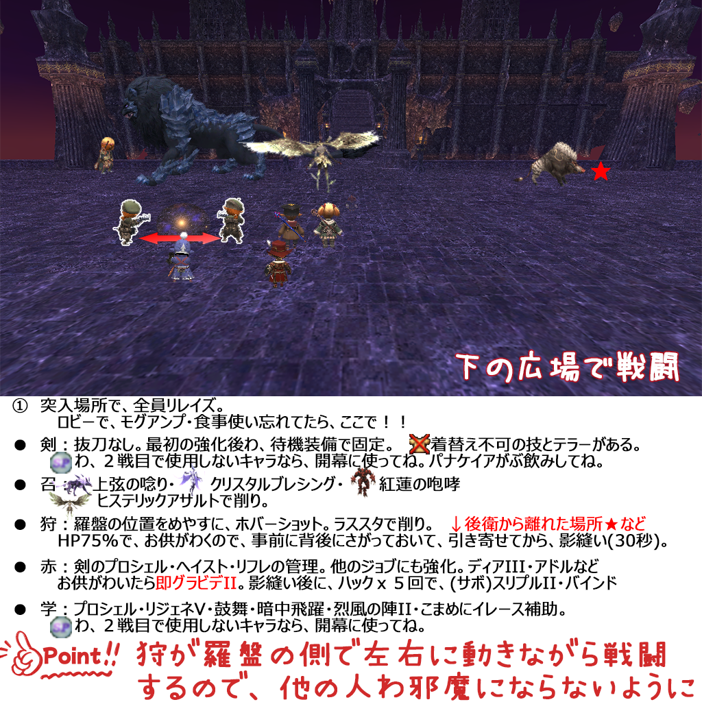 下の広場で戦闘