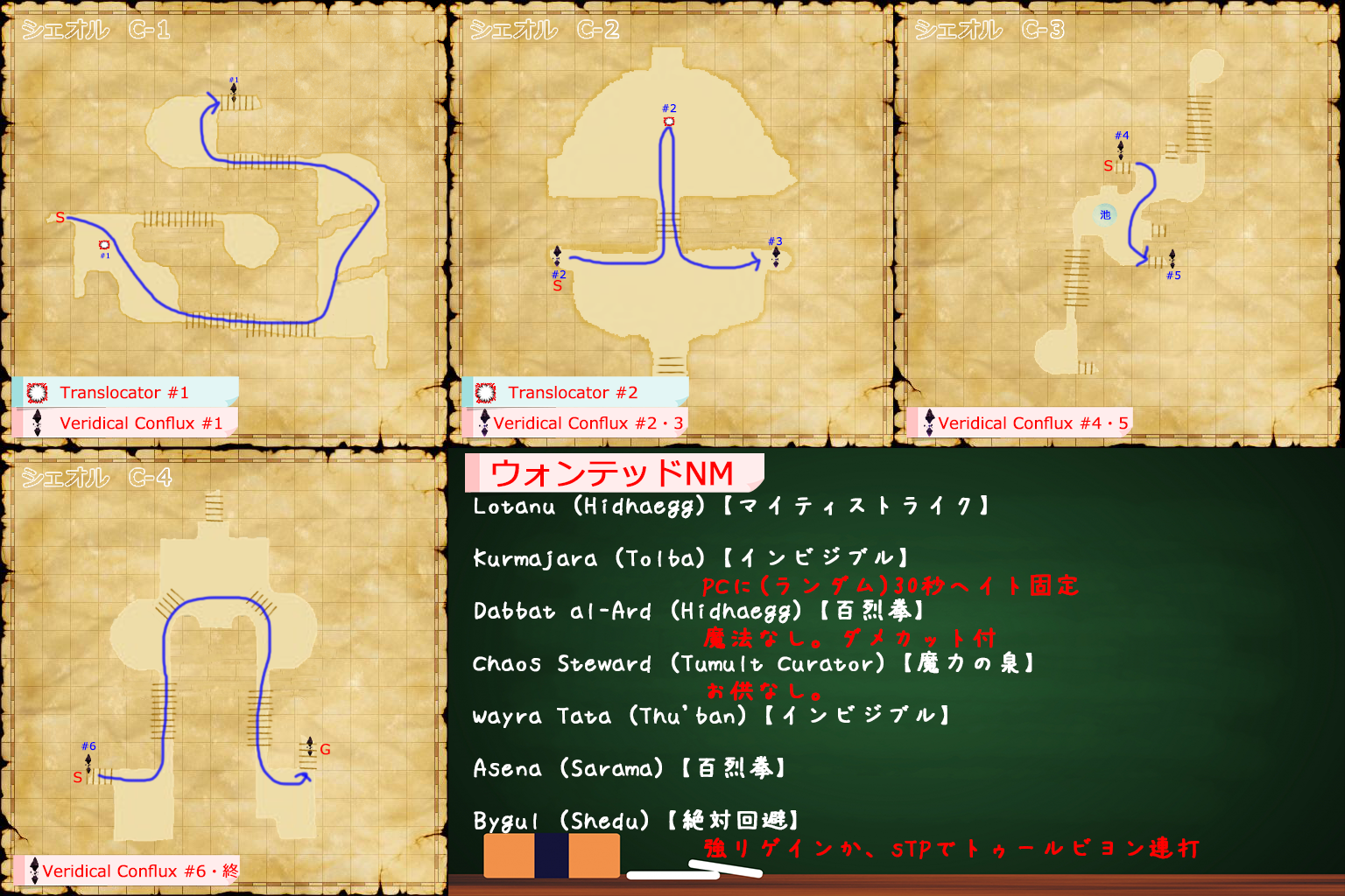 シェオルCルートマップ&NM名称(クリックで拡大)