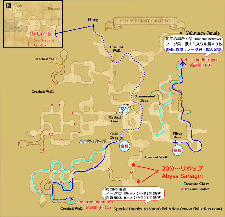 サハギンのカギ作成～NMまでの道順(クリックで拡大)