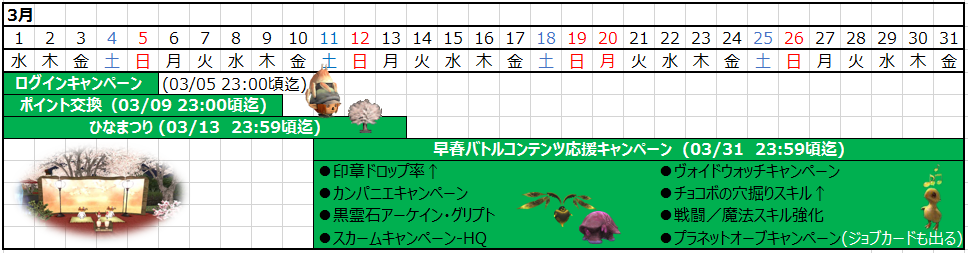03月カレンダー(クリックで拡大)