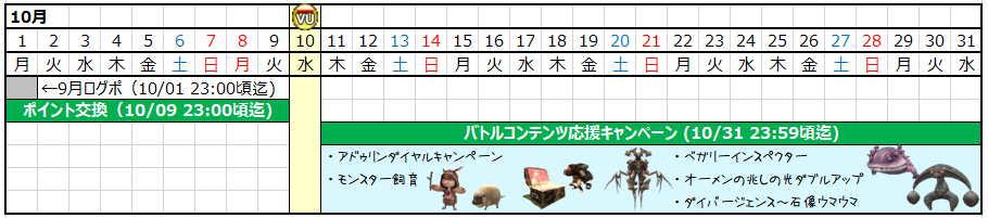 10月カレンダー(クリックで拡大)