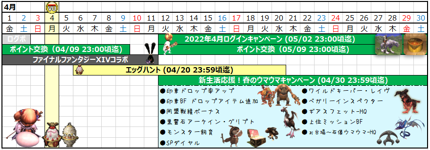 ４月カレンダー(クリックで拡大)